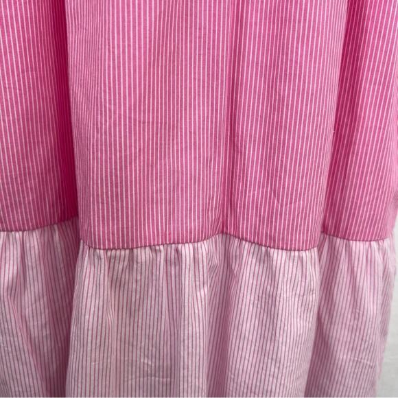 Duffield Lane Pink White Striped Adele Tiered Dress Size Large - Picture 5 of 13